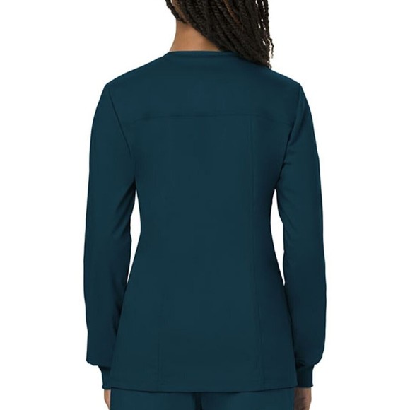 Women Jacket Snap Front Warm Up Workwear Caribbean Cherokee Blue 26 28 3XL - Picture 3 of 7